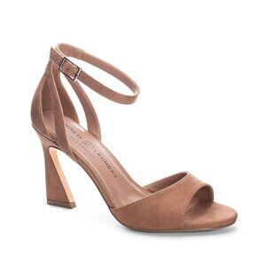 CHINESE Laundry New "Robby" Ankle Strap Brown Suede Sandal Flared Heel